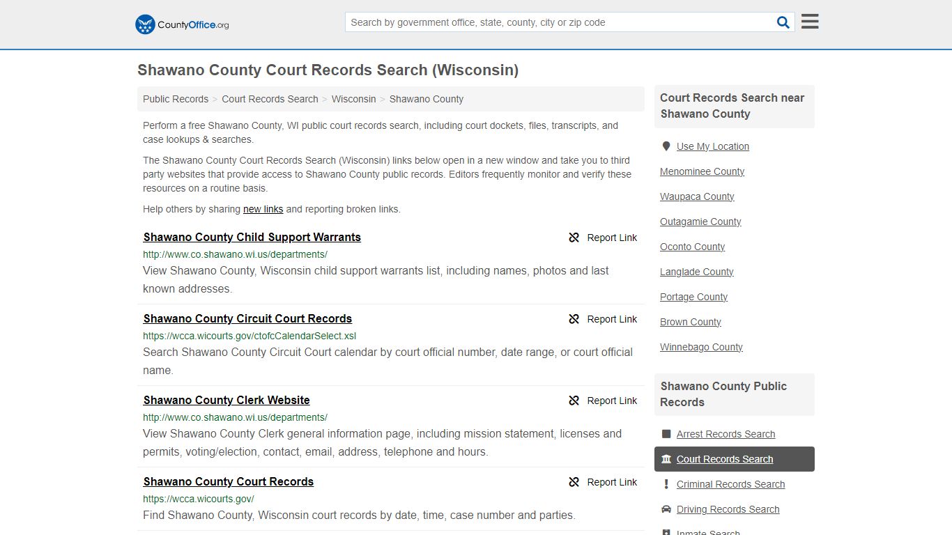 Shawano County Court Records Search (Wisconsin) - County Office