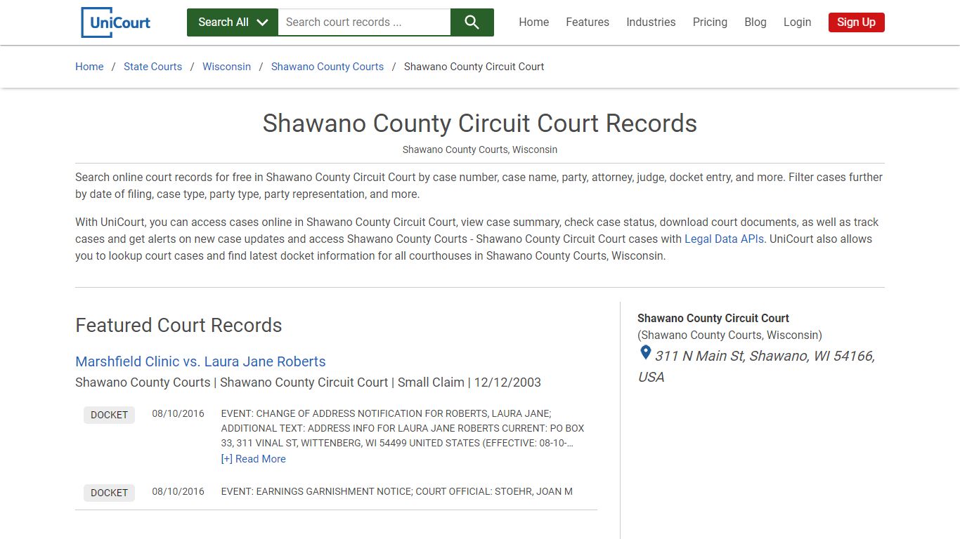 Shawano County Circuit Court Records | Shawano | UniCourt