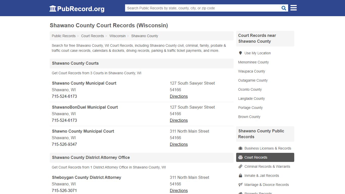 Free Shawano County Court Records (Wisconsin Court Records)